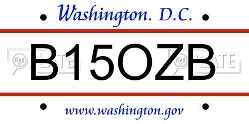 B15OZB District Of Columbia License Plate