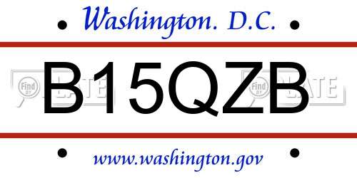 B15QZB District Of Columbia License Plate