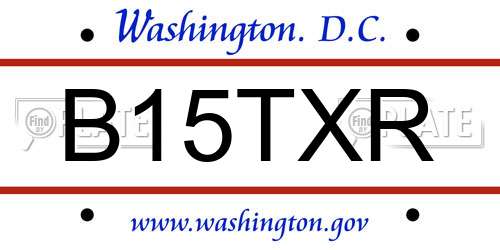 B15TXR District Of Columbia License Plate