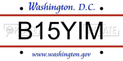 B15YIM District Of Columbia License Plate
