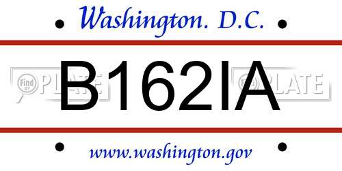 B162IA District Of Columbia License Plate