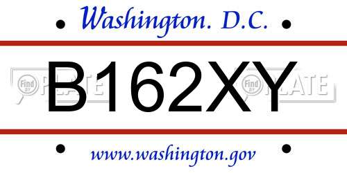 B162XY District Of Columbia License Plate