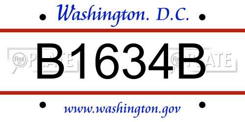 B1634B District Of Columbia License Plate