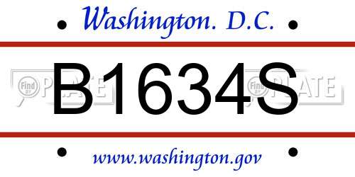 B1634S District Of Columbia License Plate