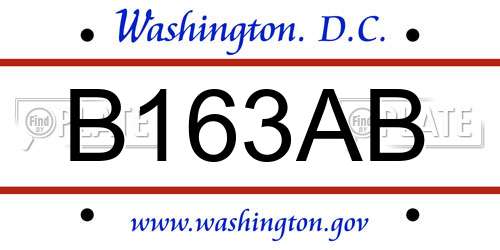 B163AB District Of Columbia License Plate