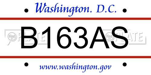 B163AS District Of Columbia License Plate