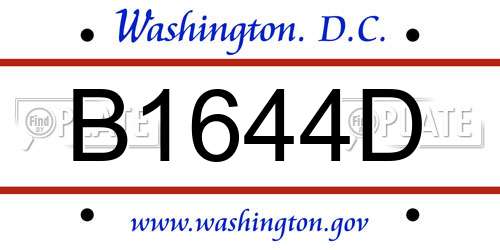 B1644D District Of Columbia License Plate