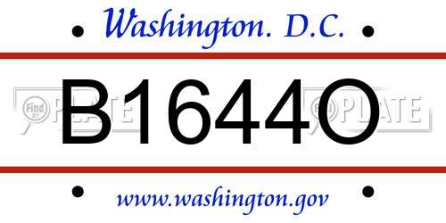 B1644O District Of Columbia License Plate