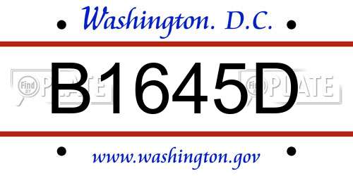 B1645D District Of Columbia License Plate