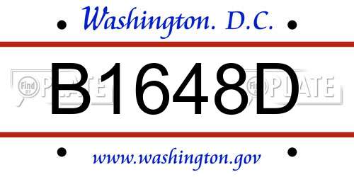 B1648D District Of Columbia License Plate