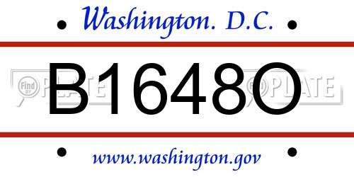 B1648O District Of Columbia License Plate