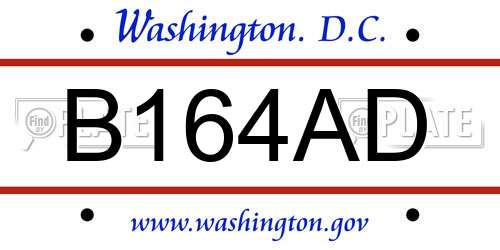 B164AD District Of Columbia License Plate