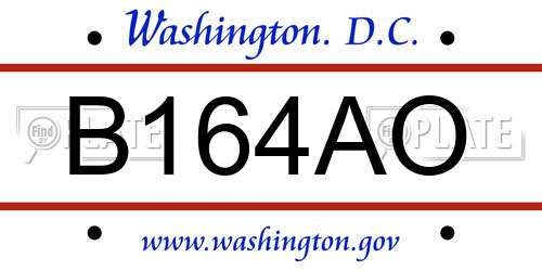 B164AO District Of Columbia License Plate