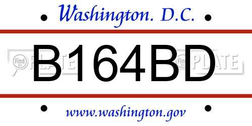 B164BD District Of Columbia License Plate