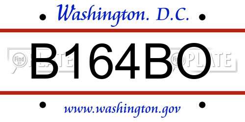 B164BO District Of Columbia License Plate
