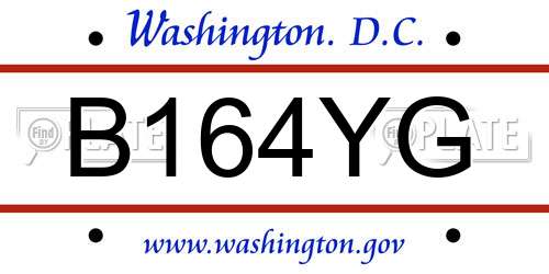 B164YG District Of Columbia License Plate
