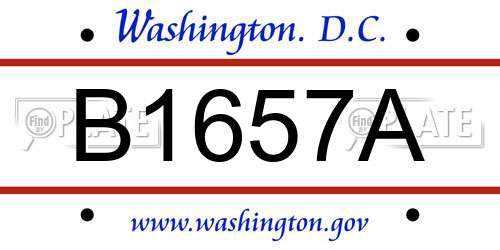 B1657A District Of Columbia License Plate