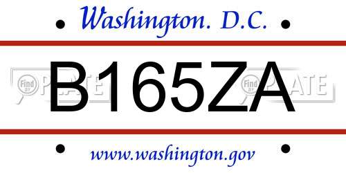 B165ZA District Of Columbia License Plate