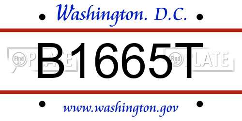 B1665T District Of Columbia License Plate