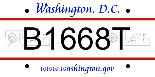 B1668T District Of Columbia License Plate
