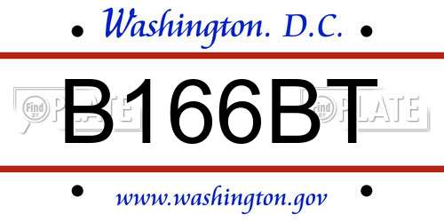 B166BT District Of Columbia License Plate