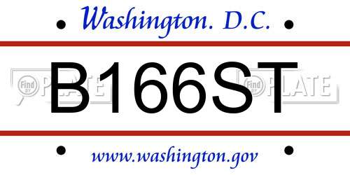 B166ST District Of Columbia License Plate