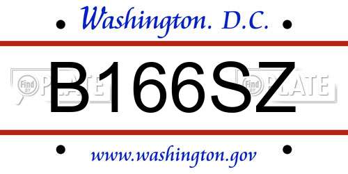 B166SZ District Of Columbia License Plate