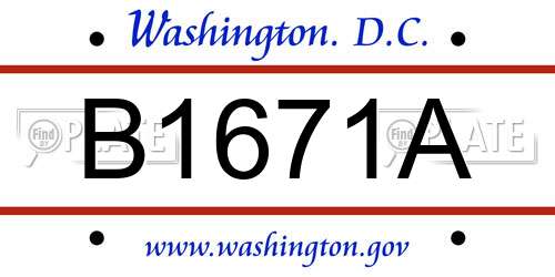 B1671A District Of Columbia License Plate