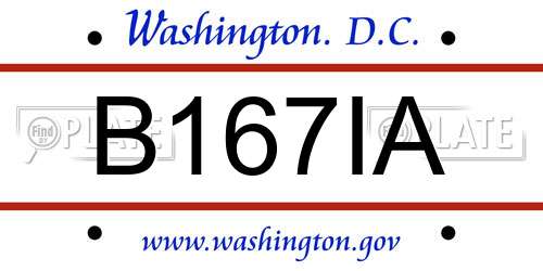 B167IA District Of Columbia License Plate