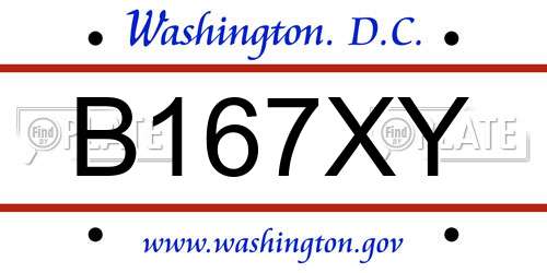 B167XY District Of Columbia License Plate