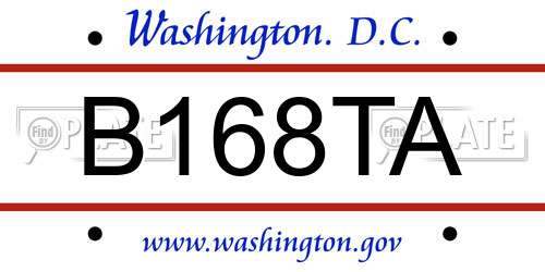 B168TA District Of Columbia License Plate