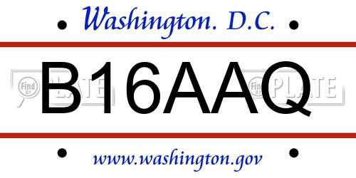B16AAQ District Of Columbia License Plate