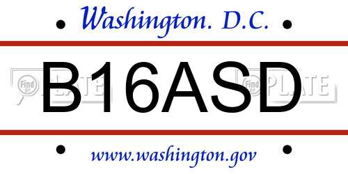 B16ASD District Of Columbia License Plate