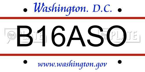 B16ASO District Of Columbia License Plate