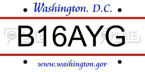 B16AYG District Of Columbia License Plate