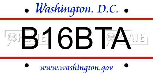 B16BTA District Of Columbia License Plate