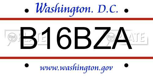 B16BZA District Of Columbia License Plate