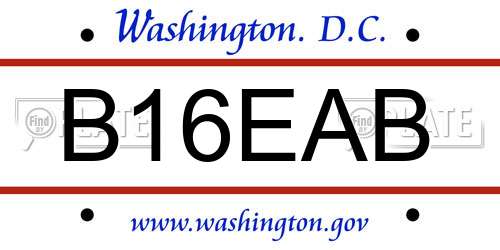 B16EAB District Of Columbia License Plate