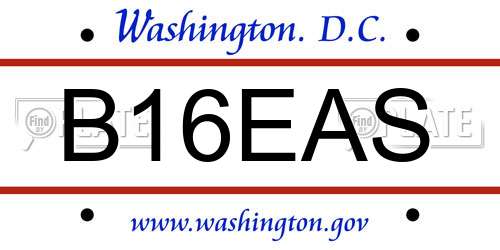 B16EAS District Of Columbia License Plate