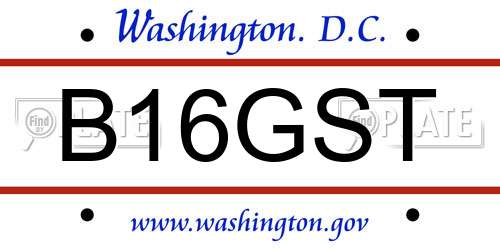 B16GST District Of Columbia License Plate