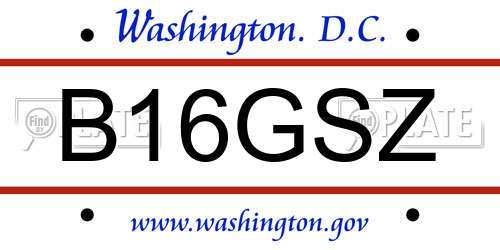 B16GSZ District Of Columbia License Plate