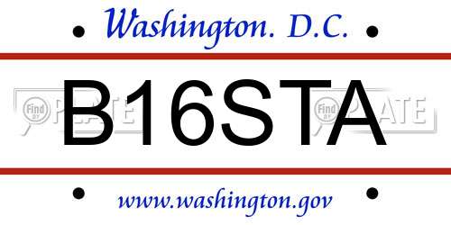 B16STA District Of Columbia License Plate