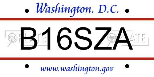 B16SZA District Of Columbia License Plate