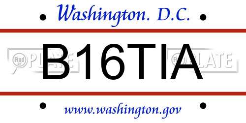 B16TIA District Of Columbia License Plate