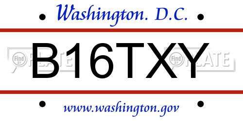B16TXY District Of Columbia License Plate