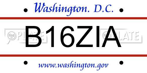 B16ZIA District Of Columbia License Plate