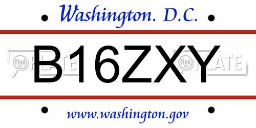 B16ZXY District Of Columbia License Plate