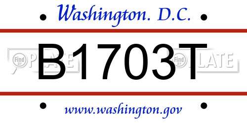 B1703T District Of Columbia License Plate