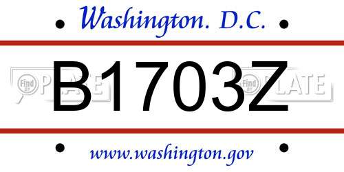 B1703Z District Of Columbia License Plate