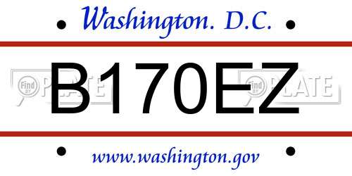 B170EZ District Of Columbia License Plate